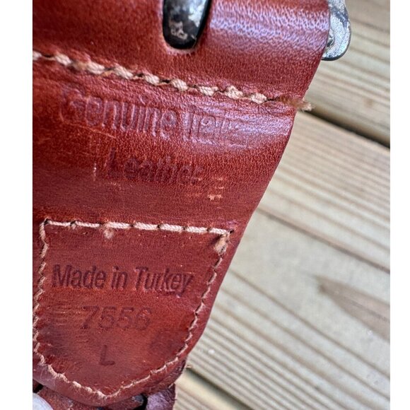 Italian Leather Braided Belt Brown (L) Unisex - Picture 3 of 5